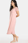 Zivame Summer Blush Knit Cotton Blend Mid Length Nightdress - Peach — thumbnail 2
