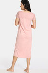 Zivame Summer Blush Knit Cotton Blend Mid Length Nightdress - Peach — thumbnail 3