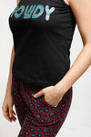Zivame Lazy Days Polyester Cotton Blend Capri Set - Black Purple — thumbnail 4