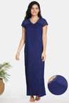 Zivame Bridal Trousseau Polyester Full Length Nightdress - Navy — thumbnail 1