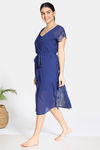 Zivame Zivame Bridal Trousseau Knit Viscose Night Robe - Navy — thumbnail 2