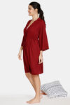 Zivame Bridal Trousseau Polyester Knee Length Robe - Maroon — thumbnail 2