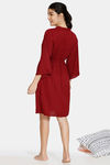Zivame Bridal Trousseau Polyester Knee Length Robe - Maroon — thumbnail 3