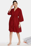 Zivame Bridal Trousseau Polyester Knee Length Robe - Maroon — thumbnail 4