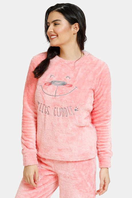 Zivame Fluffy Fur Knit Top - Pink — image 2