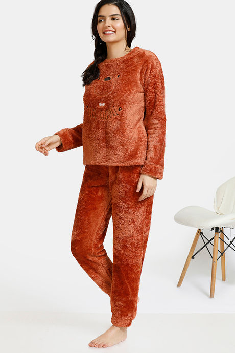 Zivame Fluffy Fur Polyester Top - Brown — image 4