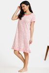 Zivame Slumber Chic Knit Cotton Knee Length Nightdress - Pink — thumbnail 2