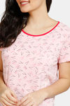 Zivame Slumber Chic Knit Cotton Knee Length Nightdress - Pink — thumbnail 4
