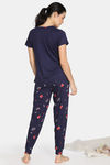 Zivame Nordic Nights Butter-Soft Poly Knit Pyjama Set - Navy Blue — thumbnail 3