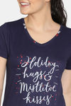 Zivame Nordic Nights Butter-Soft Poly Knit Pyjama Set - Navy Blue — thumbnail 4