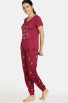 Zivame Nordic Nights Butter-Soft Poly Knit Pyjama Set - Maroon — thumbnail 2