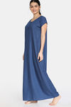 Zivame Nordic Nights Rayon Full Length Night Dress - Blue — thumbnail 2
