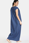 Zivame Nordic Nights Rayon Full Length Night Dress - Blue — thumbnail 3
