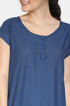 Zivame Nordic Nights Rayon Full Length Night Dress - Blue — thumbnail 4