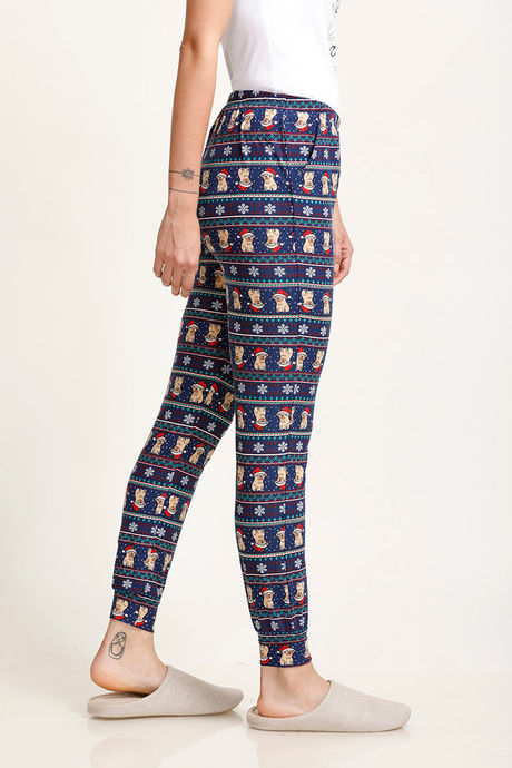 Zivame Lazy Days Knit Cotton Blend Pyjama- Navy — image 3