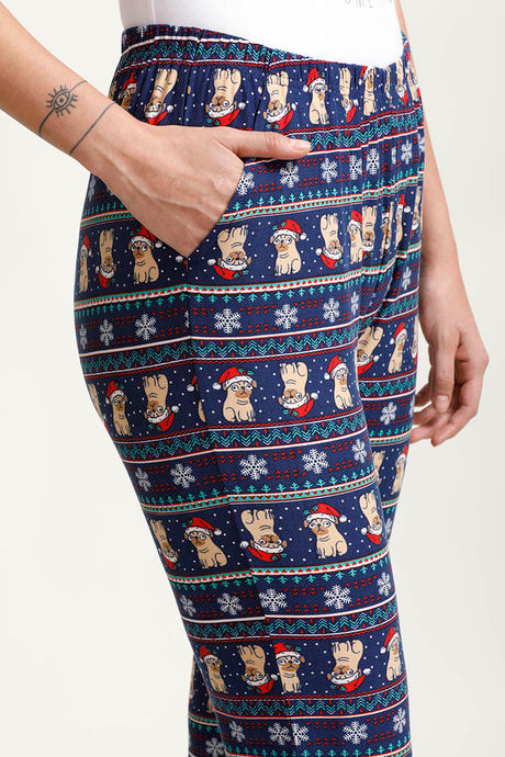 Zivame Lazy Days Knit Cotton Blend Pyjama- Navy — image 5