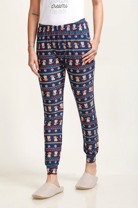 Zivame Lazy Days Knit Cotton Blend Pyjama- Navy — image 6