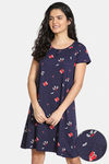 Zivame Nordic Nights Butter-Soft Poly Knit Knee Length Nightdress - Dark Grey — thumbnail 1