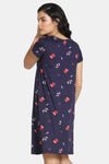 Zivame Nordic Nights Butter-Soft Poly Knit Knee Length Nightdress - Dark Grey — thumbnail 3