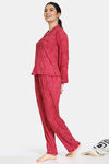 Zivame Starstruck Butter-Soft Poly Knit Pyjama Set - Maroon — thumbnail 2