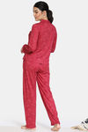 Zivame Starstruck Butter-Soft Poly Knit Pyjama Set - Maroon — thumbnail 3