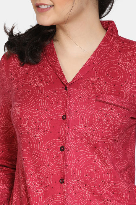 Zivame Starstruck Butter-Soft Poly Knit Pyjama Set - Maroon — image 4