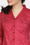 Zivame Starstruck Butter-Soft Poly Knit Pyjama Set - Maroon — thumbnail 4