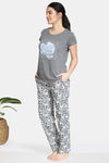Zivame Arctic Wild Knit Cotton Pyjama Set - Grey — thumbnail 2