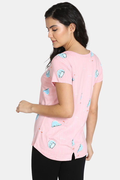 Zivame Arctic Wild Knit Cotton Top - Pink — image 3