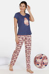 Zivame Arctic Wild Poly Cotton Pyjama Set - Pink — thumbnail 1