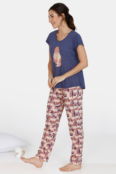 Zivame Arctic Wild Poly Cotton Pyjama Set - Pink — image 2