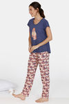 Zivame Arctic Wild Poly Cotton Pyjama Set - Pink — thumbnail 2