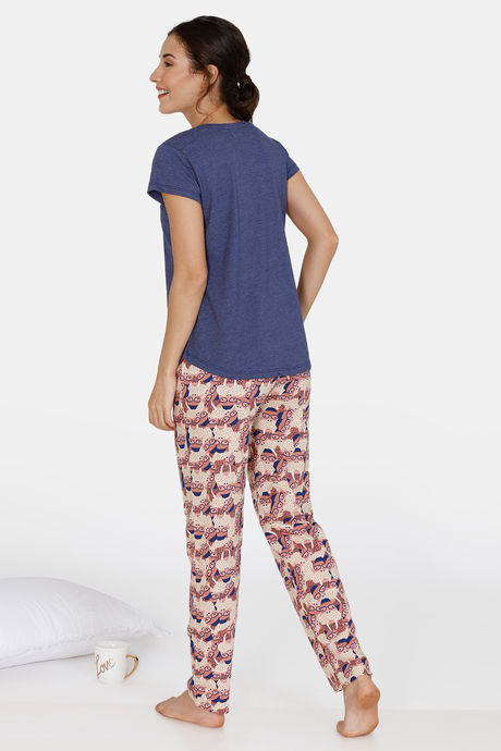Zivame Arctic Wild Poly Cotton Pyjama Set - Pink — image 3
