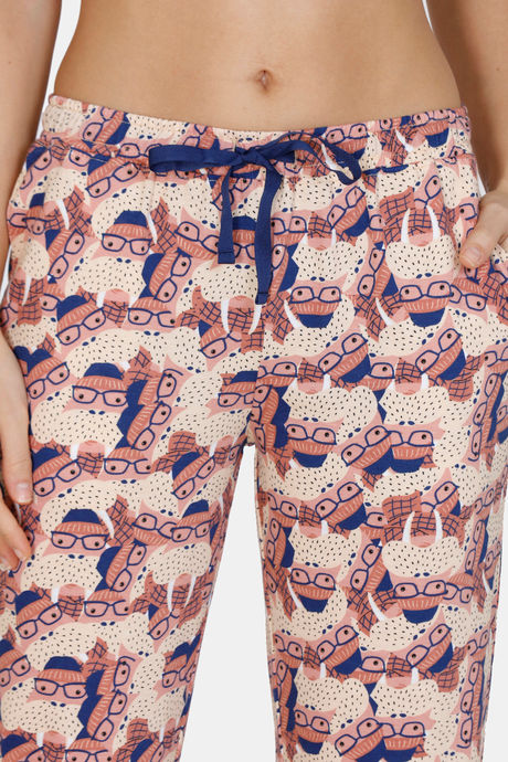 Zivame Arctic Wild Poly Cotton Pyjama Set - Pink — image 5
