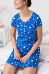 Zivame Space Vibes Cotton Knee Length Nightdress - Blue N Print — thumbnail 5