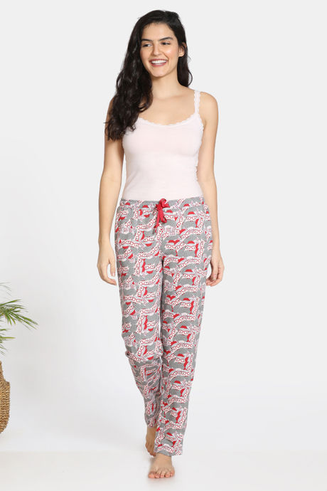 Zivame Arctic Wild Knit Cotton Blend Pyjama - Charcoal — image 4