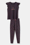 Zivame Girls Unicorn Print Cotton Pyjama Set - Charcoal Grey — thumbnail 2