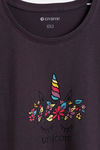Zivame Girls Unicorn Print Cotton Pyjama Set - Charcoal Grey — thumbnail 4