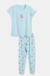 Zivame Girls Unicorn Print Cotton Pyjama Set - Blue — thumbnail 2