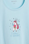 Zivame Girls Unicorn Print Cotton Pyjama Set - Blue — thumbnail 4