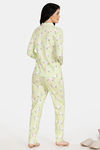 Zivame Three Musketeers Knit Cotton Pyjama Set - Green N Print — thumbnail 3