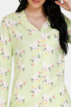 Zivame Three Musketeers Knit Cotton Pyjama Set - Green N Print — thumbnail 4