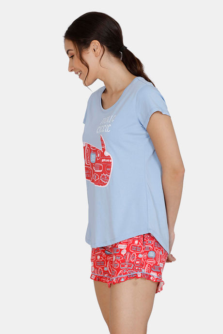 Zivame Fun & Frolic Poly Elastane Shorts Set - Red Blue — image 2