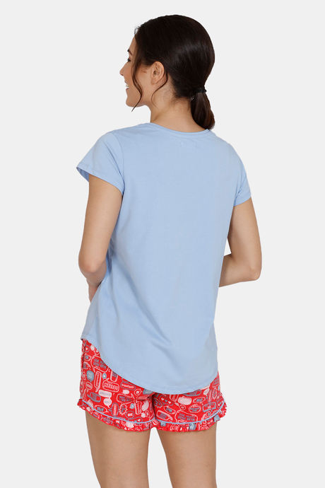 Zivame Fun & Frolic Poly Elastane Shorts Set - Red Blue — image 3