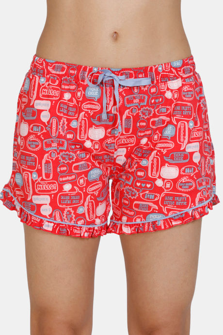 Zivame Fun & Frolic Poly Elastane Shorts Set - Red Blue — image 6