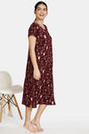 Zivame Sassy Mouse Butter- Soft Poly Knit Mid Length Nightdress - Wine — thumbnail 2