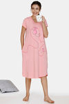 Zivame Sassy Mouse Knit Cotton Knee Length Nightdress - Pink — thumbnail 4