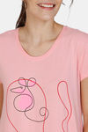 Zivame Sassy Mouse Knit Cotton Knee Length Nightdress - Pink — thumbnail 5