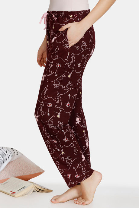 Zivame Sassy Mouse Butter-Soft Poly Knit Pyjama - Wine — image 2