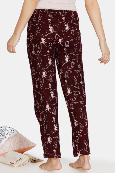 Zivame Sassy Mouse Butter-Soft Poly Knit Pyjama - Wine — image 3